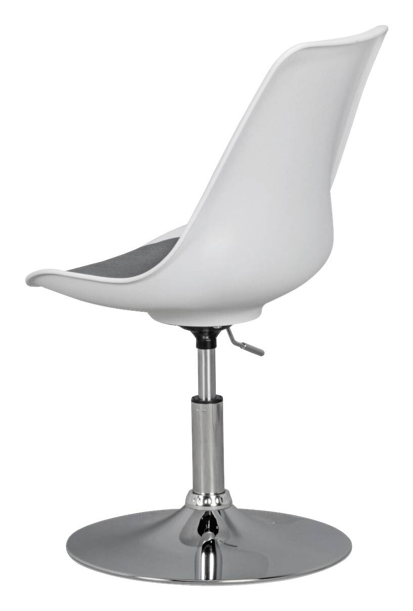 Drehstuhl weiß grau Chrom Kunststoff Stoff Metall