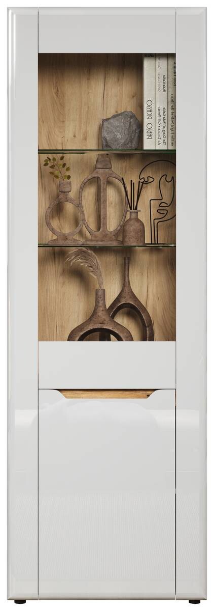 Vitrine Marlon Eiche Evoke Coast Nachbildung weiß Hochglanz B/H/T: ca. 65x192x40 cm