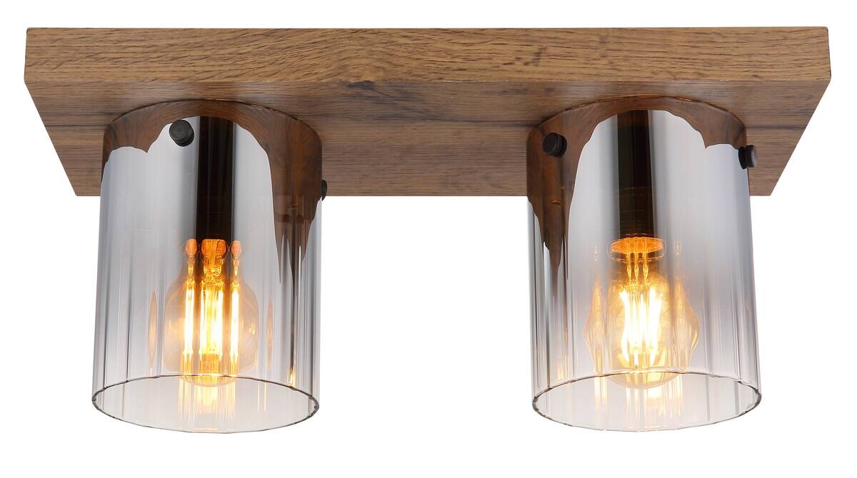 GLOBO Deckenleuchte Rauch dunkelbraun MDF Glas B/H/T: ca. 16x18x41 cm 2 Brennstellen