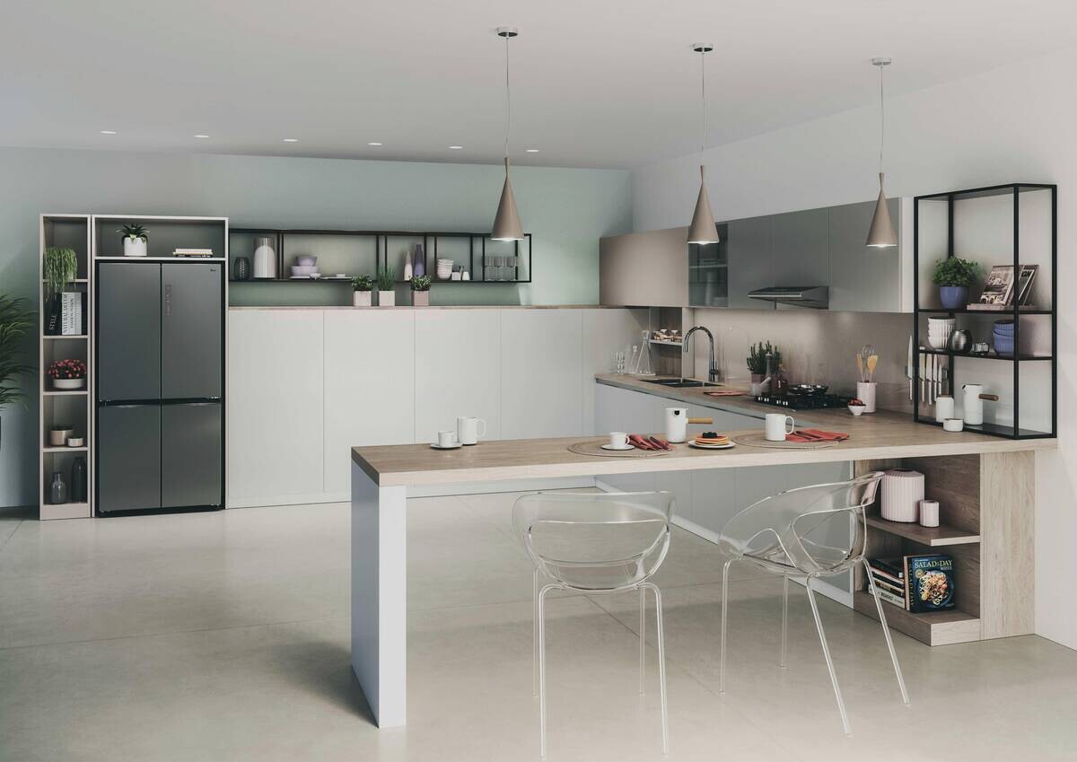 Hoover Multi-Door Kühl-/Gefrierkombination HHCR3818ENPL Edelstahloptik B/H/T: ca. 83,3x181,5x65 cm