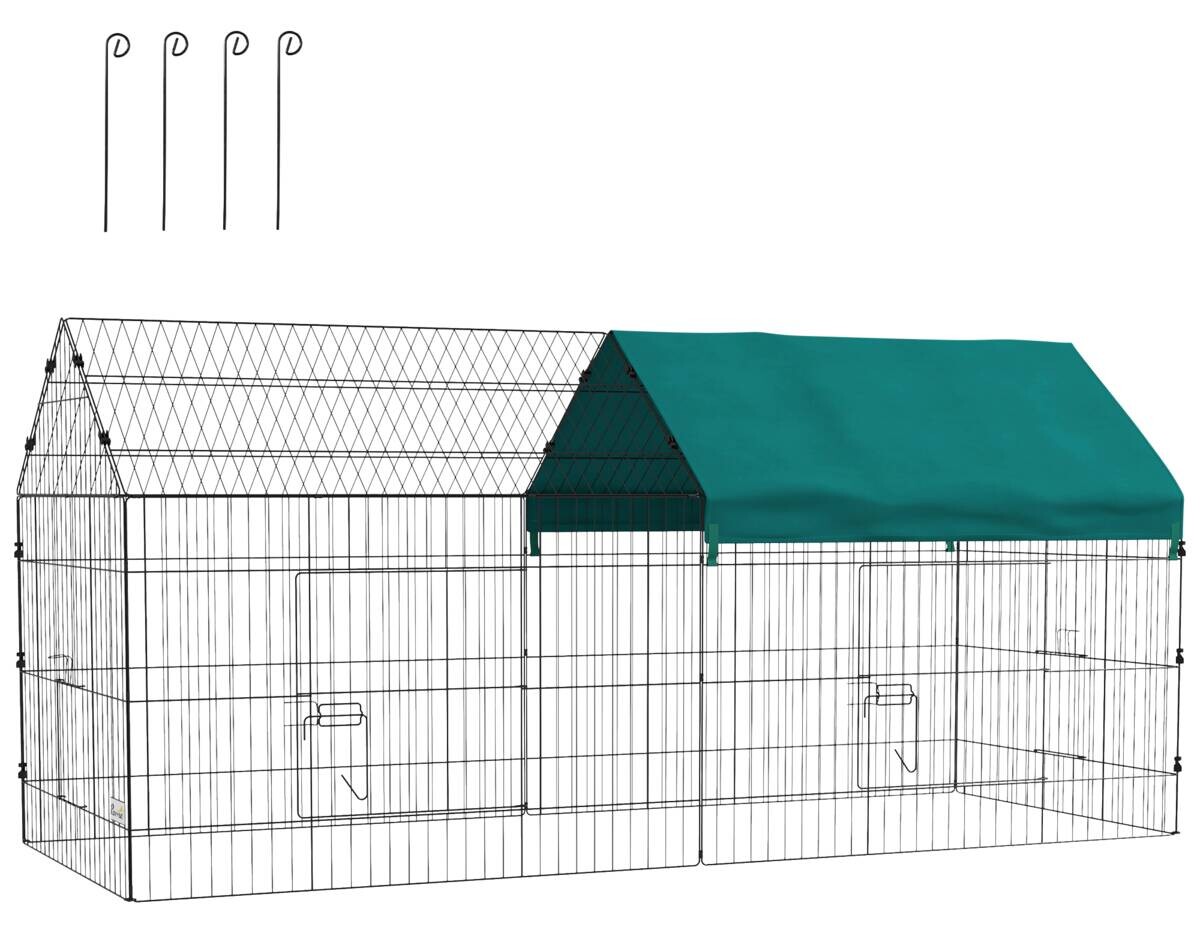 PawHut Kleintier-Freilaufgehege grün Polyester-Mischgewebe B/H/L: ca. 85x103x220 cm