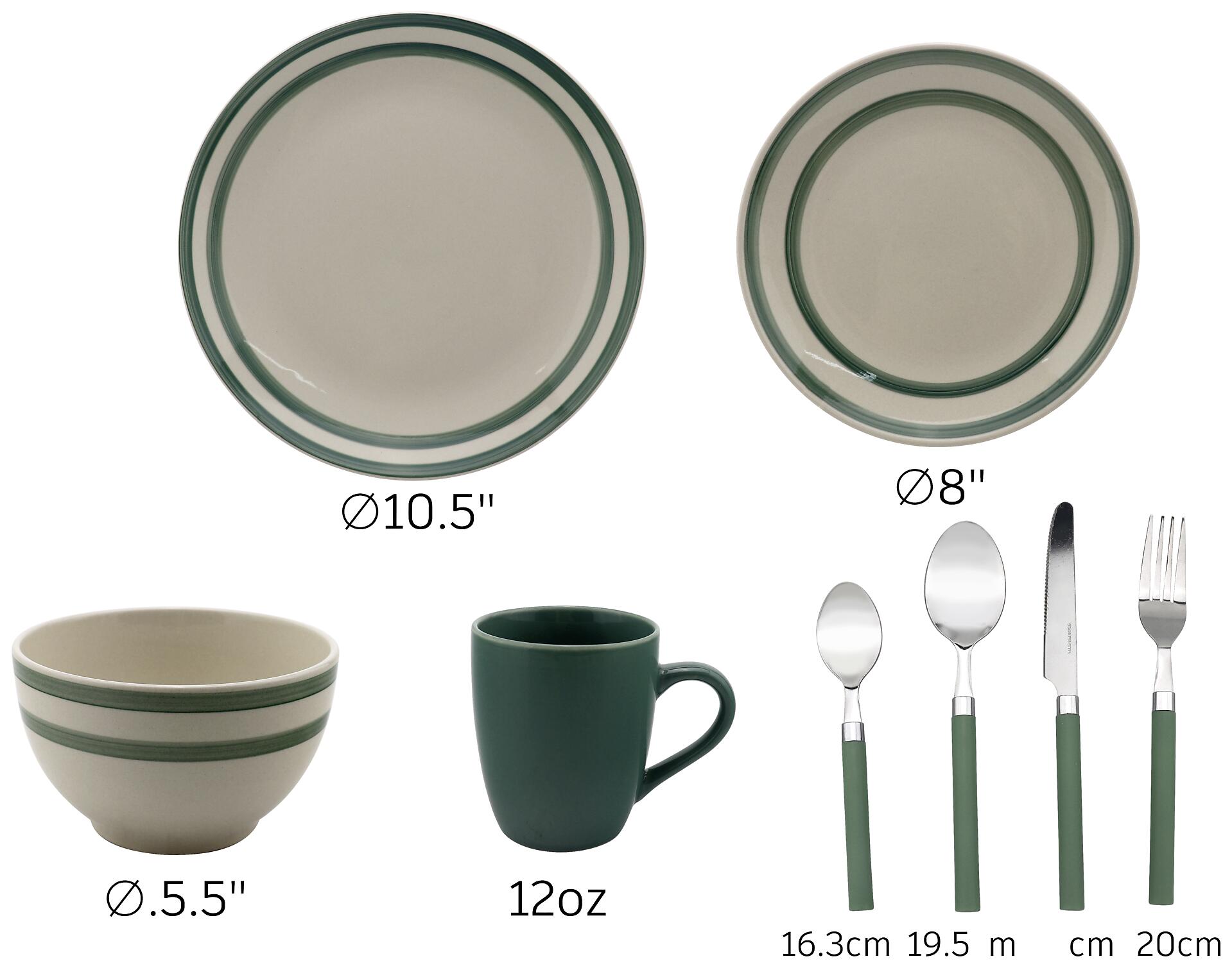POCOline Kombiservice grün Steingut 32 tlg.