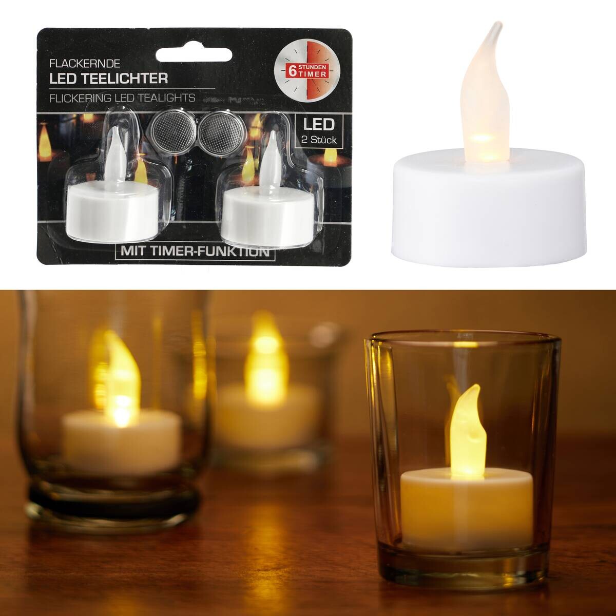 cepewa LED-Teelicht weiß B/H/T: ca. 14x11x4 cm