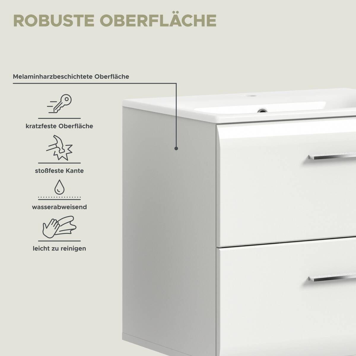 Badezimmer-Set Ice weiß weiß Hochglanz B/H/T: ca. 135x185x46 cm