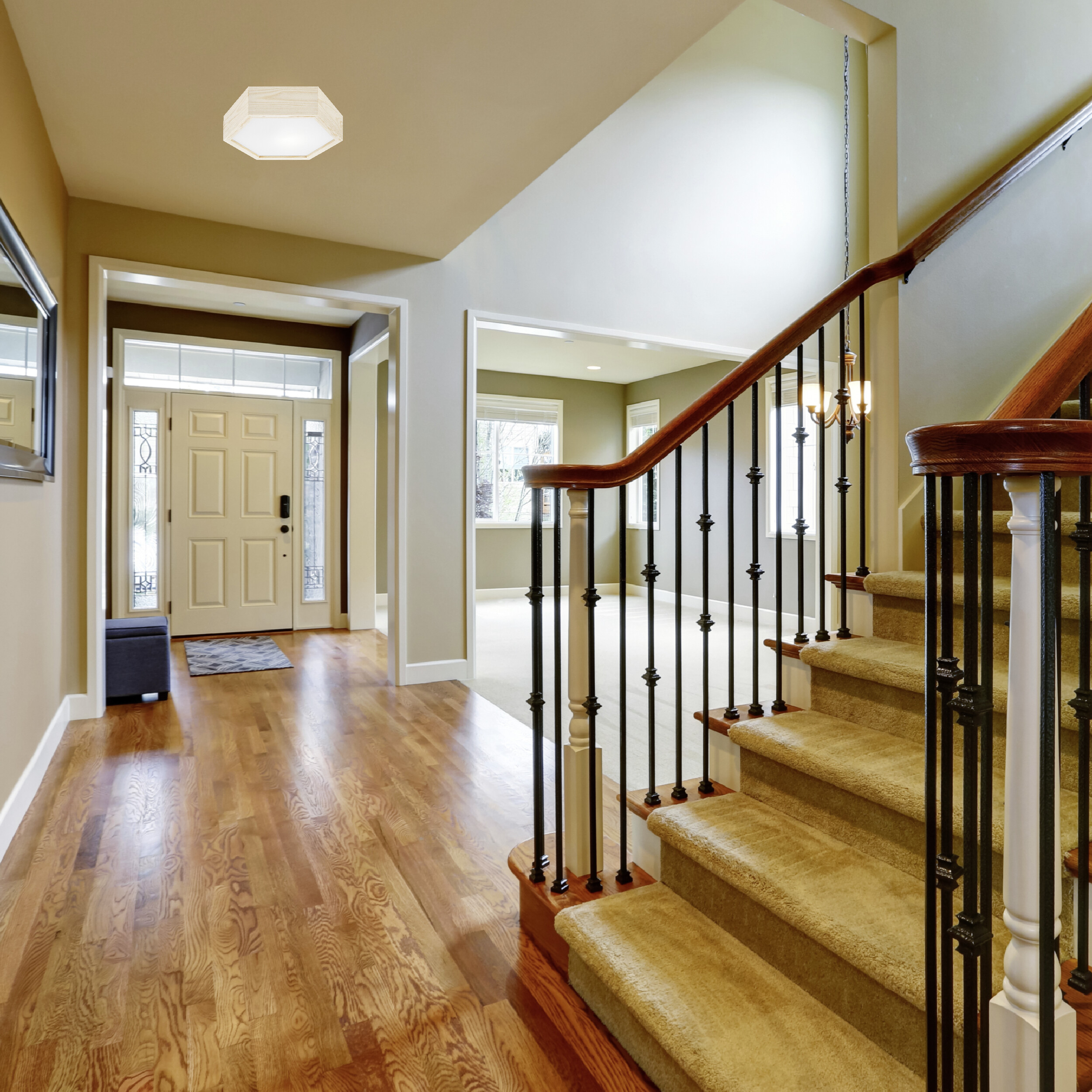 Lamkur Deckenleuchte kiefer Holz Glas B/H/L: ca. 33x12x33 cm 1 Brennstellen