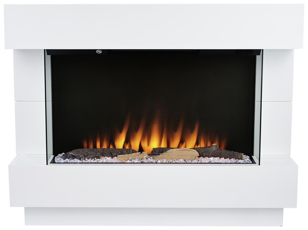 BHP Elektrischer-Kamin B992220 weiß Kunststoff Metall Glas B/H/T: ca. 100x78x27 cm