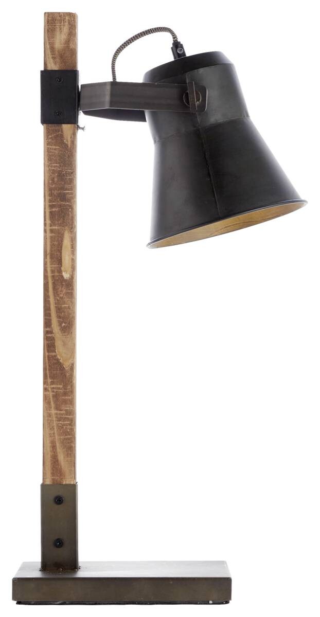 Brilliant Tischleuchte Plow schwarz braun Metall Holz B/H/T: ca. 29x55x16 cm E27 1 Brennstellen