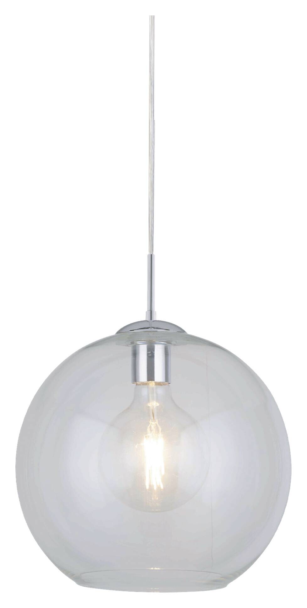 Searchlight Pendelleuchte Balls transparent Chrom Stahl Glas B/H/D: ca. 30x120x30 cm E27 1 Brennstellen