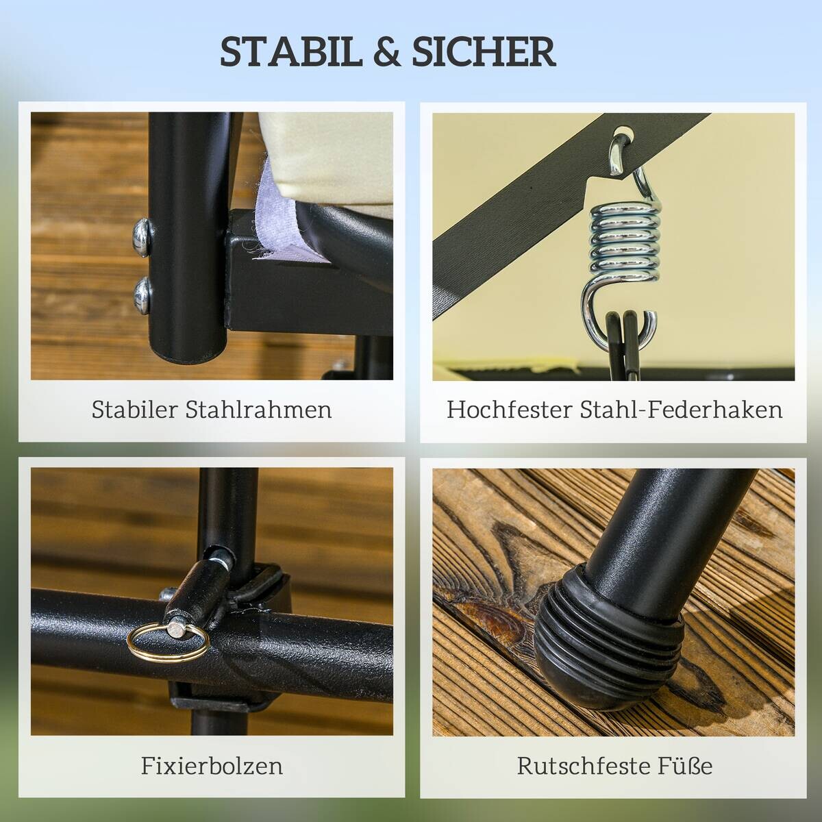 Outsunny Hollywoodschaukel cremeweiß Polyester B/H/L: ca. 125x170x200 cm