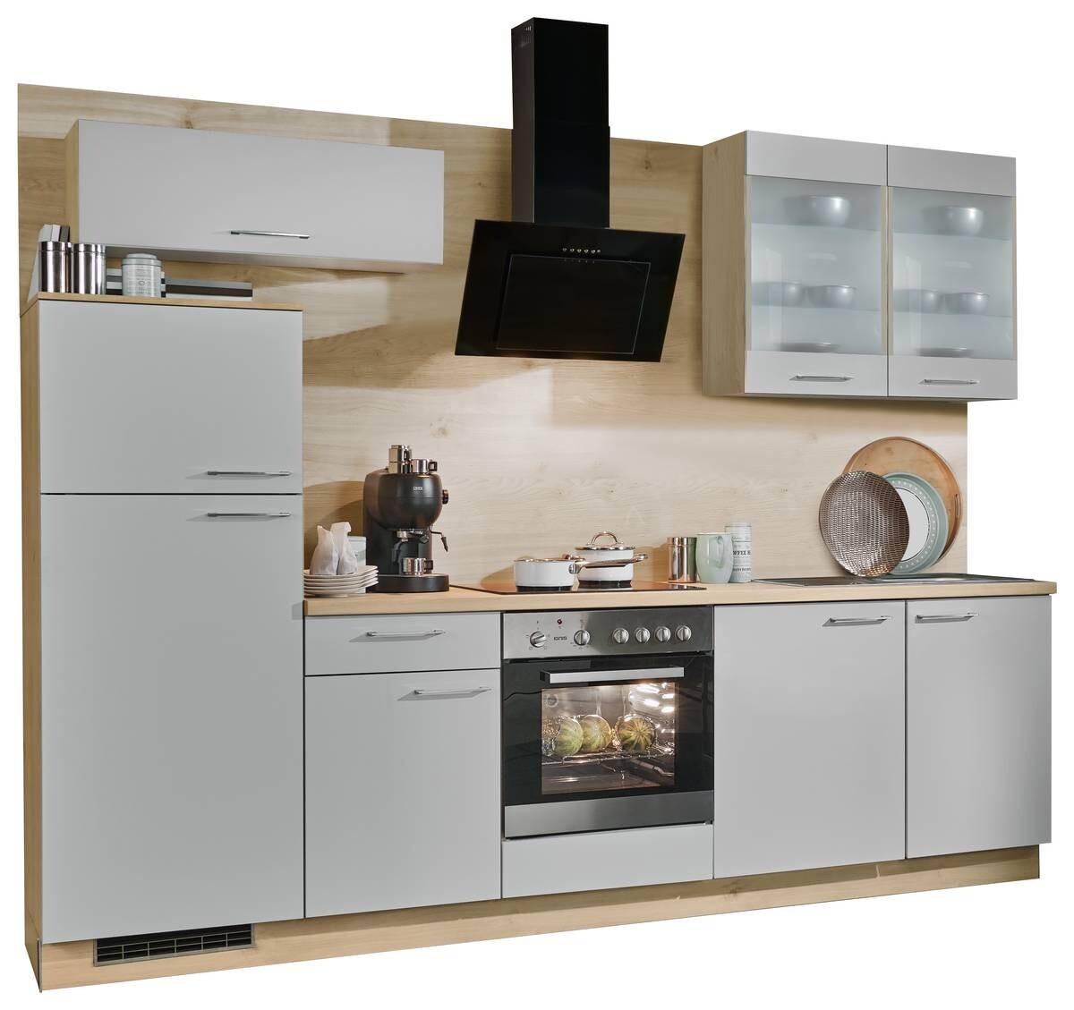 Express Küchenblock Clean hellgrau Lacklaminat supermatt B/H/T: ca. 280x225x60 cm