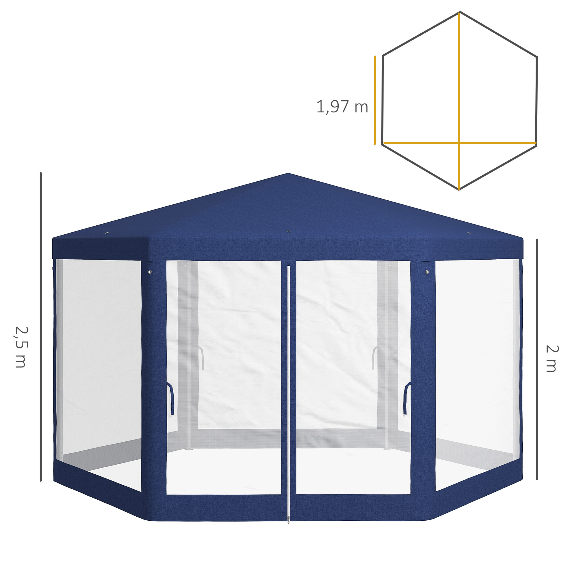 Outsunny Pavillon blau Polyester B/H/L: ca. 341,2x250x394 cm