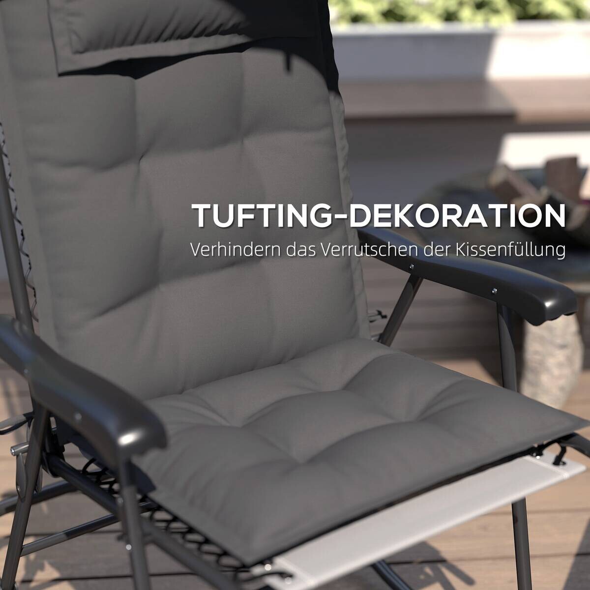 Outsunny Liegenauflage 2er Set dunkelgrau Polyester B/H/L: ca. 50x5x116 cm