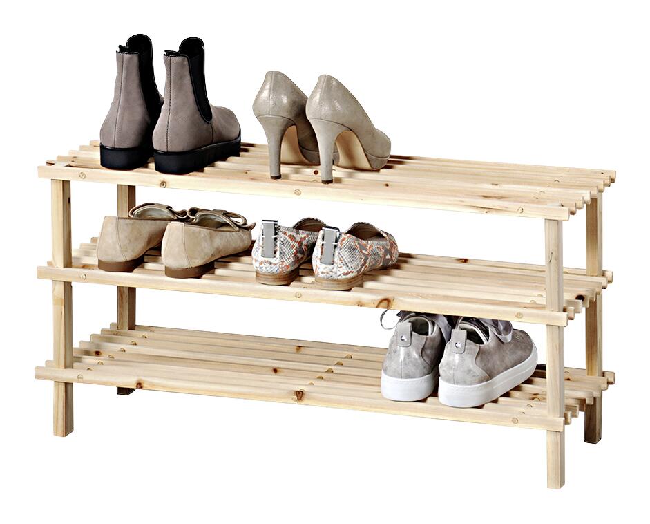 Schuhregal natur Holz B/H/L: ca. 31x45x74,5 cm