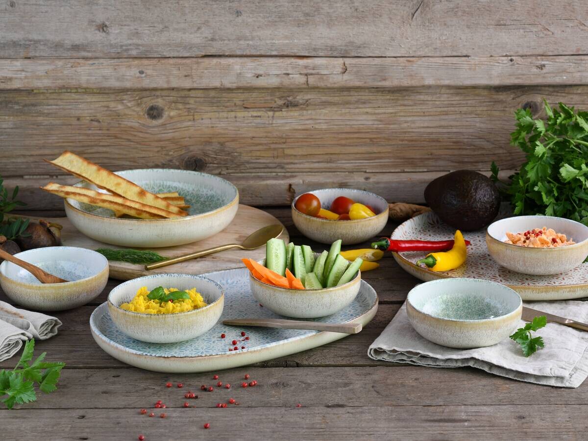 CreaTable Tafelservice Uno Emiliana blau Steinzeug 12 tlg.