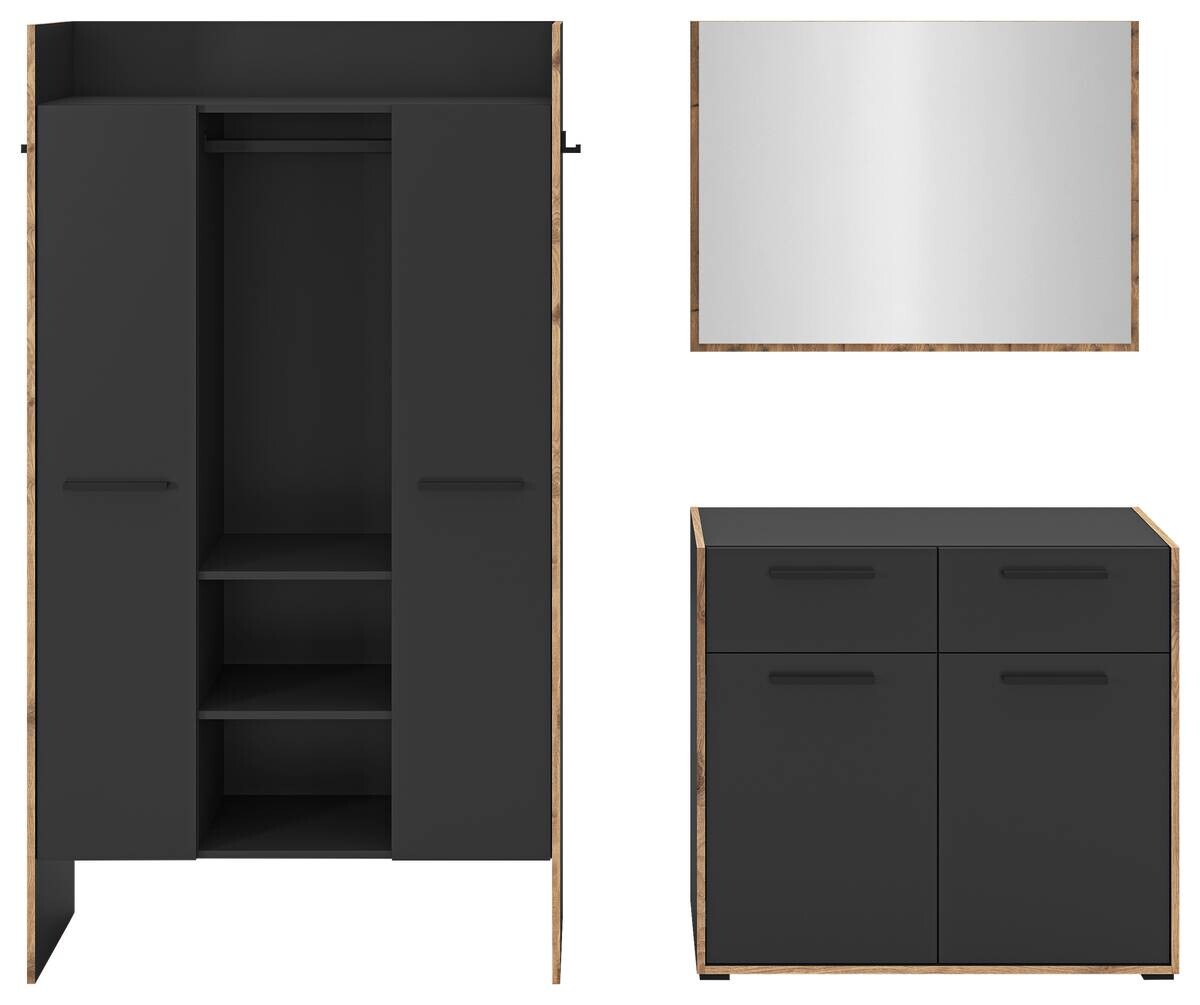 Garderobe Bueno Basalt Nox Oak Nachbildung B/H/T: ca. 215x189x37 cm