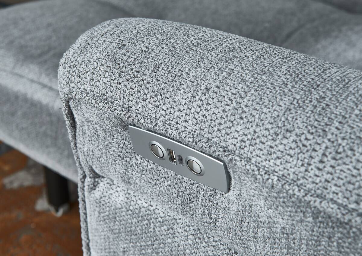 Ecksofa mit elektrischer Sitztiefenverstellung dunkelgrau Microfaser B/H/T: ca. 286x107x115 cm