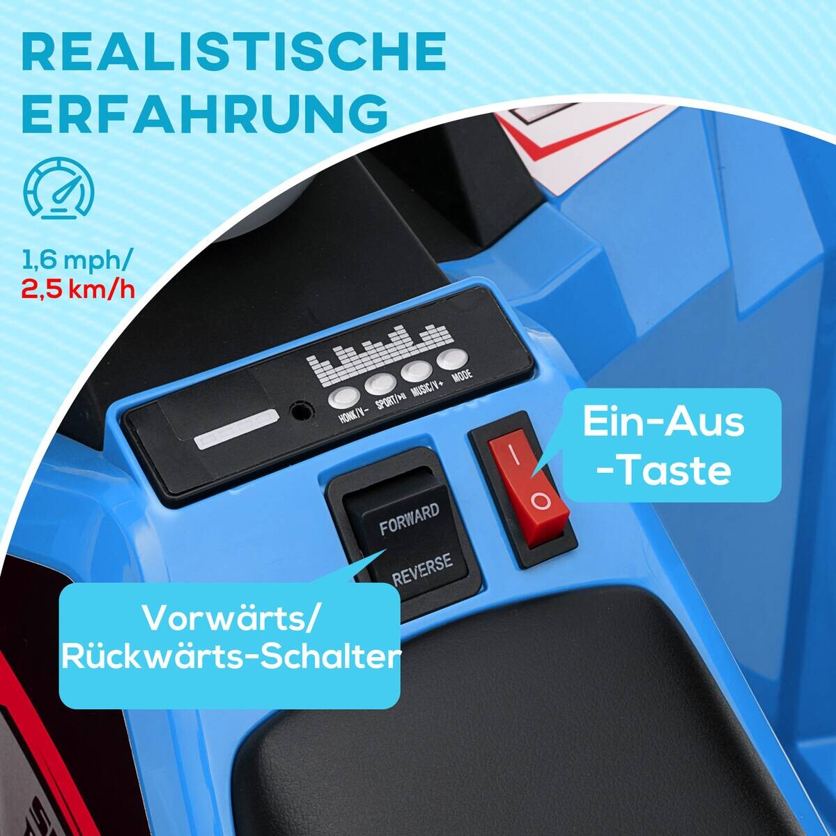 HOMCOM Elektroauto für Kinder blau B/H/L: ca. 41,5x48,5x70 cm