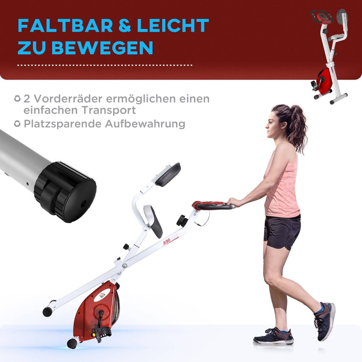 HOMCOM Fahrradtrainer rot Stahl H/L: ca. 109x97 cm