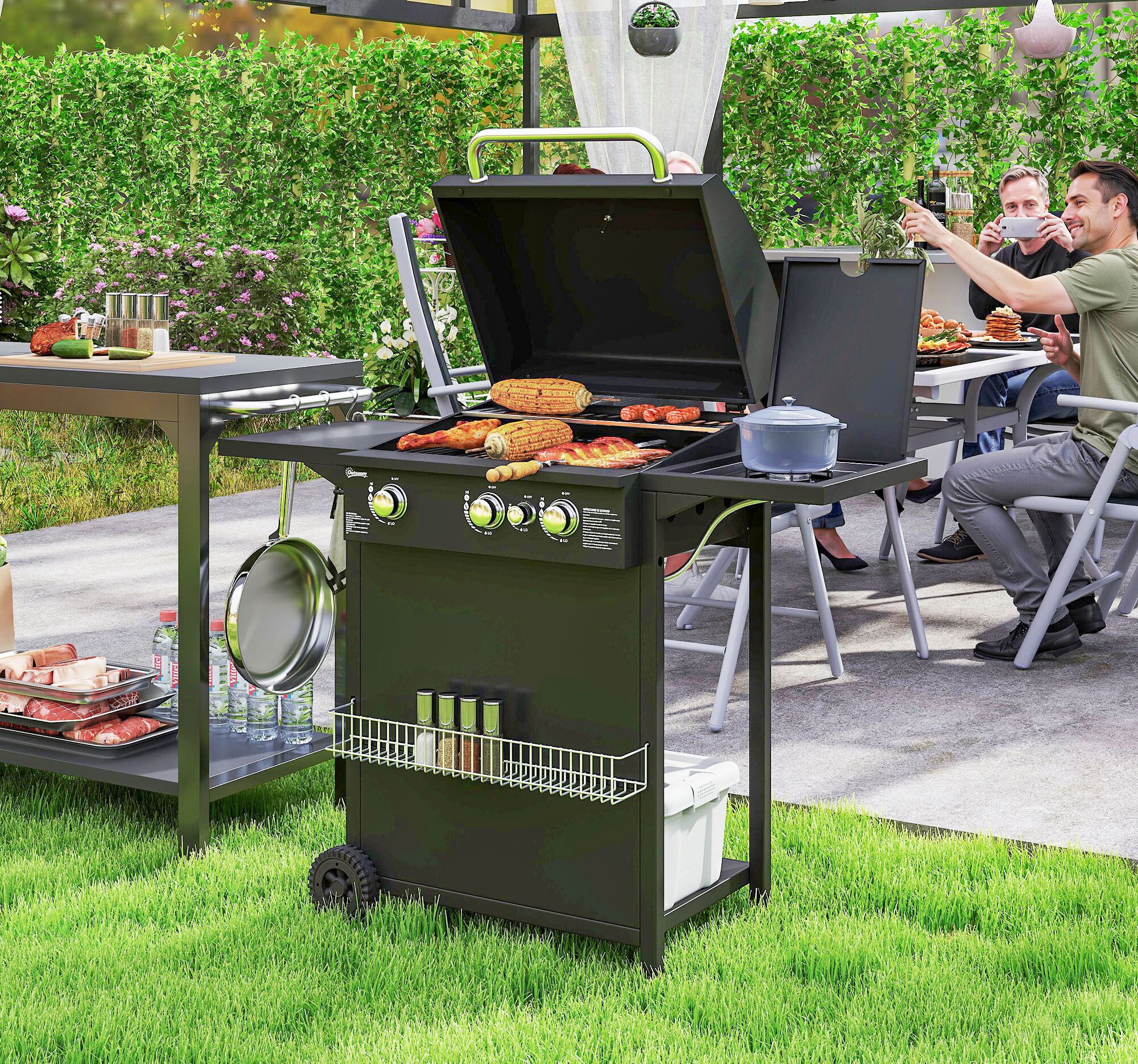 Outsunny Gasgrill Kunststoff B/H/L: ca. 57x98x123 cm
