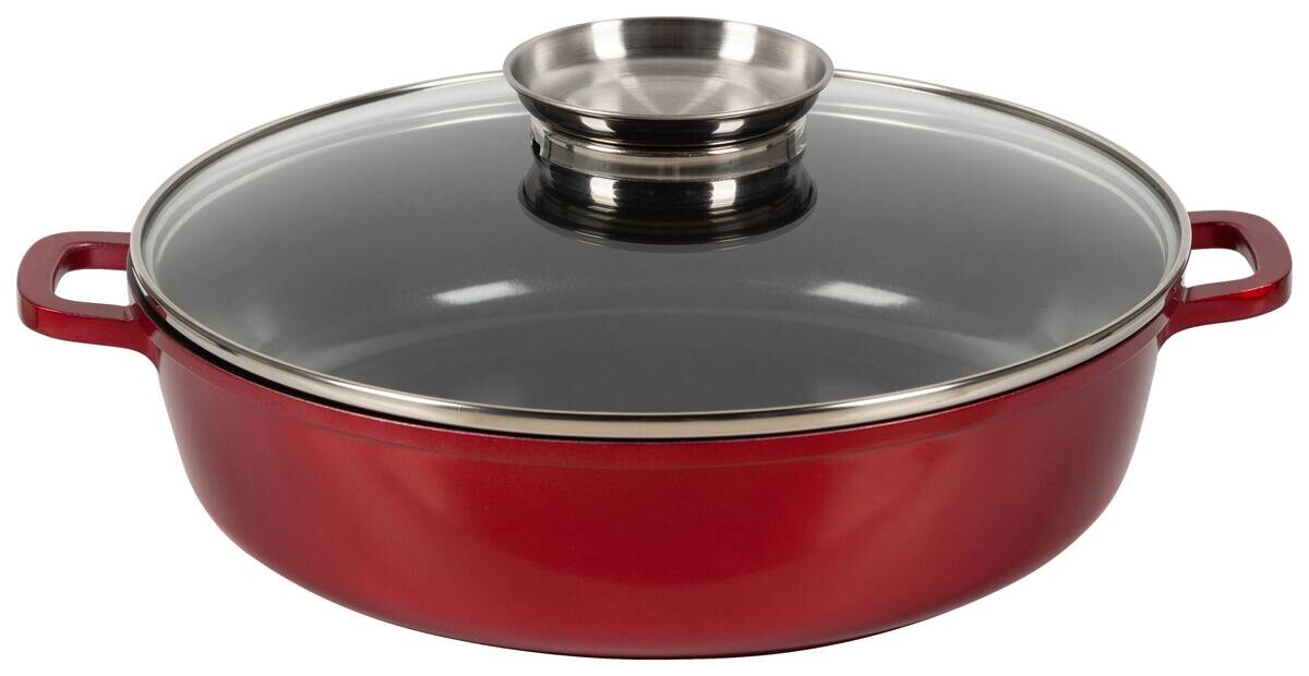 Pfanne rot Edelstahl D: ca. 28 cm