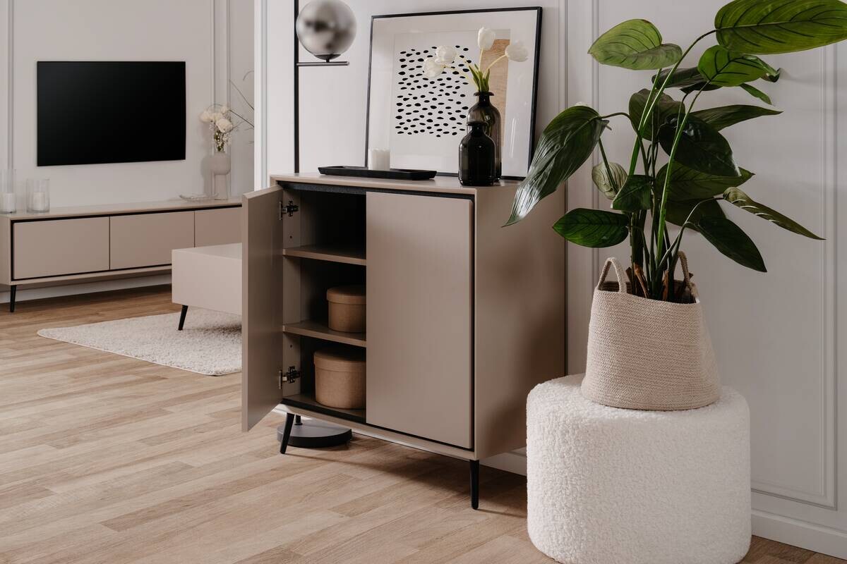 Kommode Arona sand schwarz B/H/T: ca. 90x90x38 cm