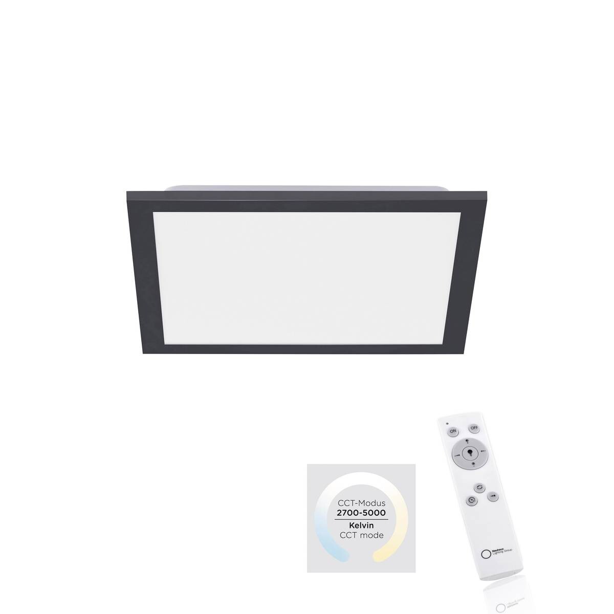 Just Light LED-Deckenpanel FLAT 14754-18 weiß schwarz Metall Kunststoff B/H/T: ca. 29,5x6,5x29,5 cm 1 Brennstellen