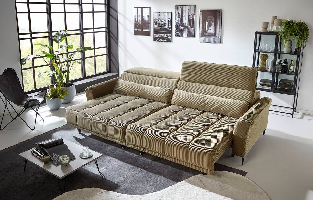 Big Sofa Logan grün Microfaser B/H/T: ca. 280x108x118 cm