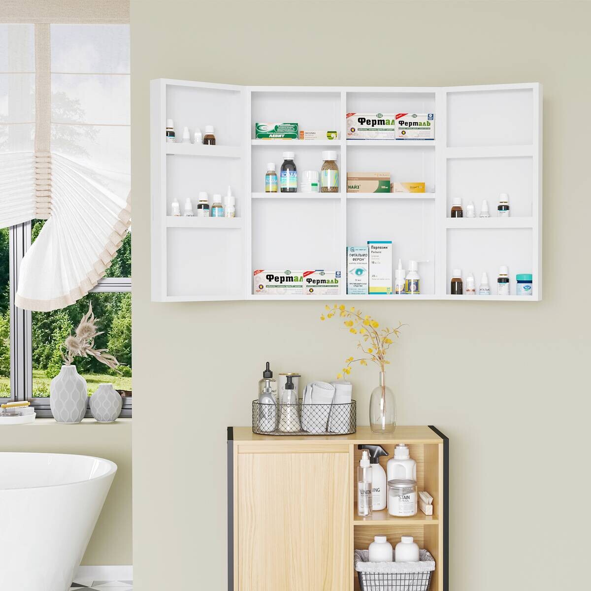 Medizinschrank weiß Polypropylen B/H/L: ca. 18x55x60 cm