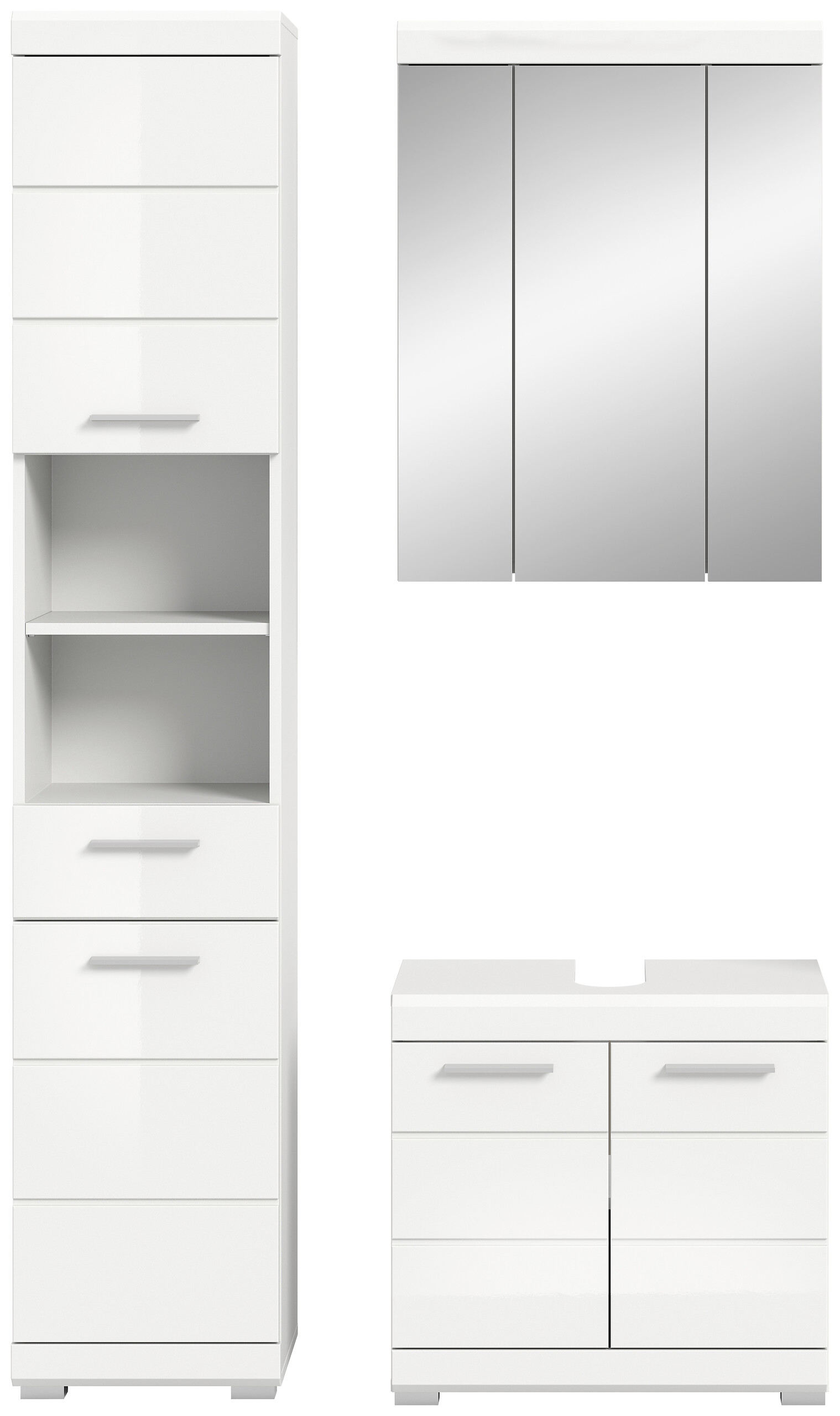 Badezimmer-Set Scout weiß weiß Hochglanz B/H/T: ca. 112x191x34 cm