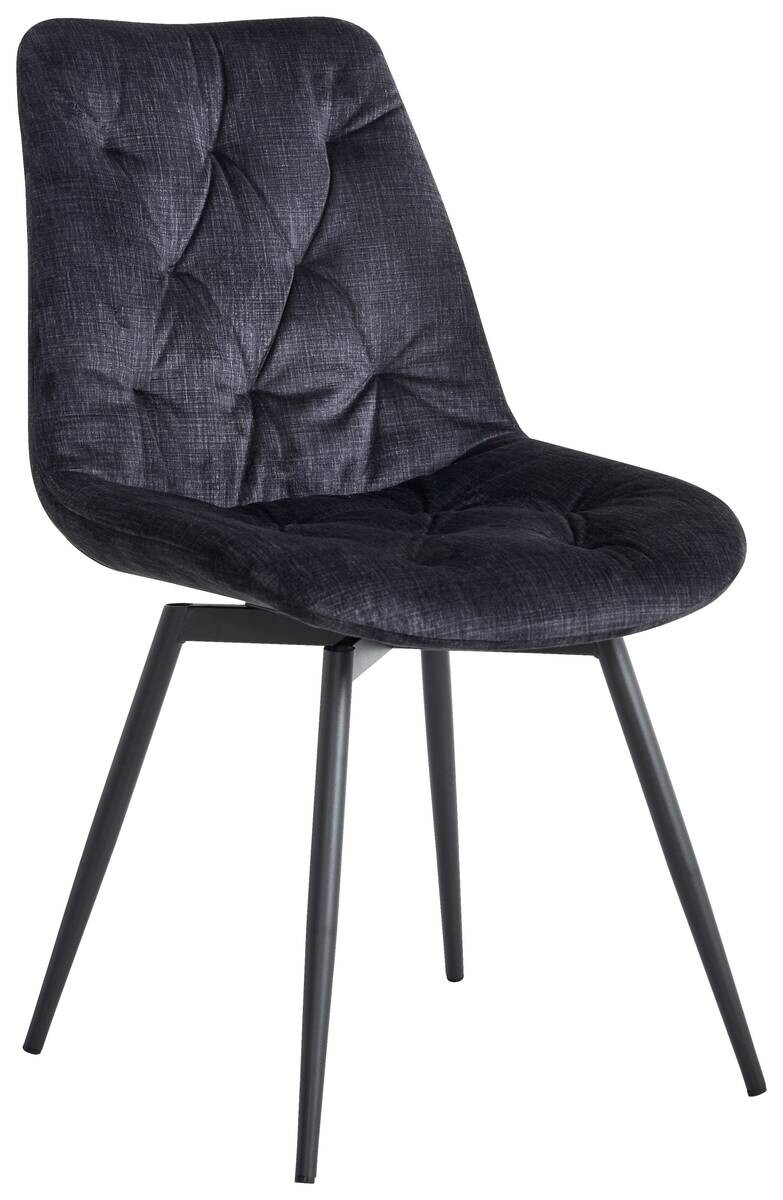Stuhl Leslie dunkelgrau schwarz Samtoptik Metall