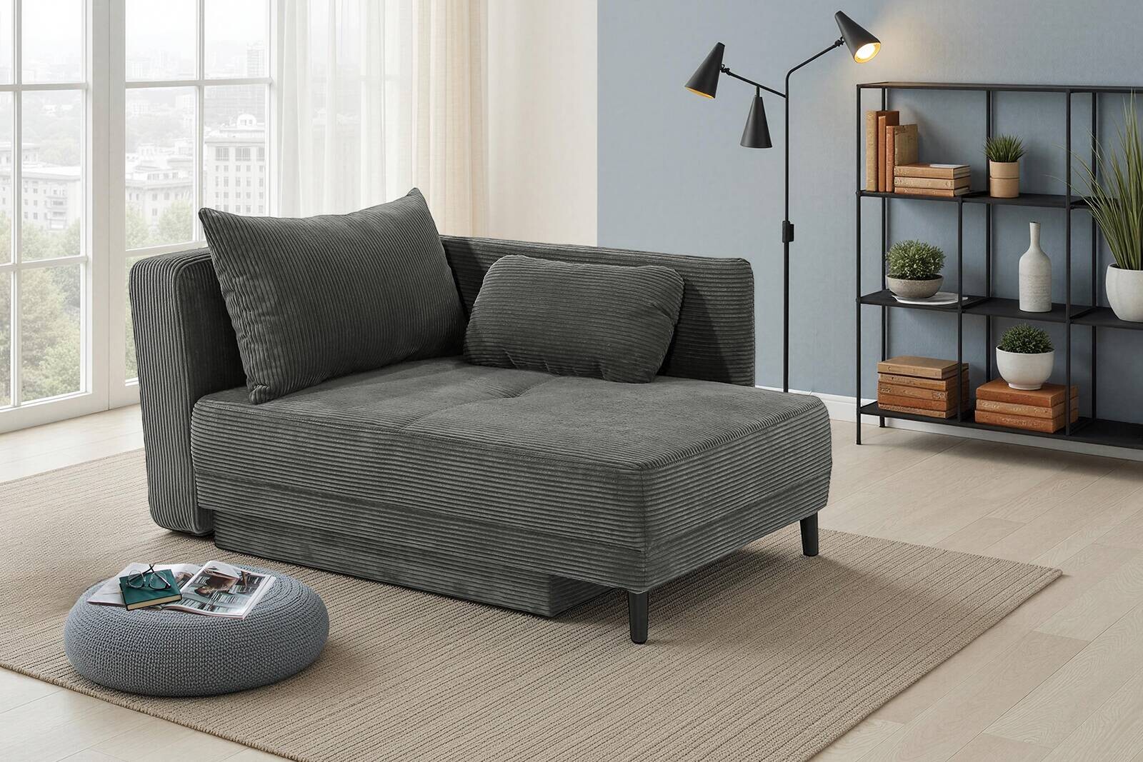 Recamiere grau Microfaser B/H/T: ca. 155x81x73 cm