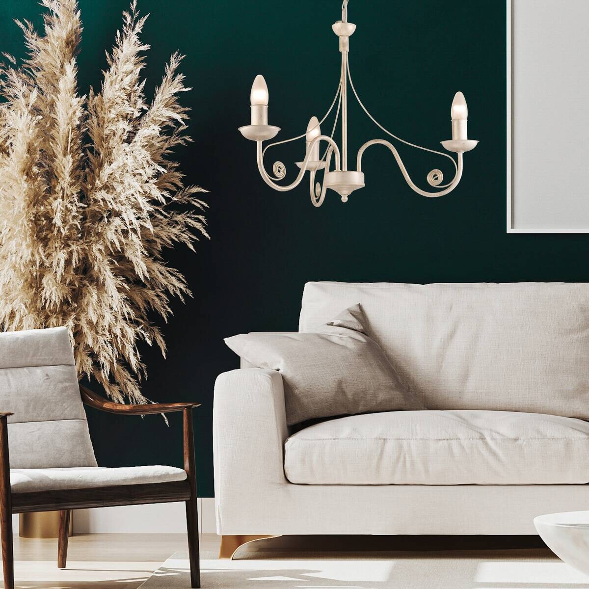 Lamkur Pendelleuchte Donato weiß Stahl H/L: ca. 72x45 cm E14 3 Brennstellen