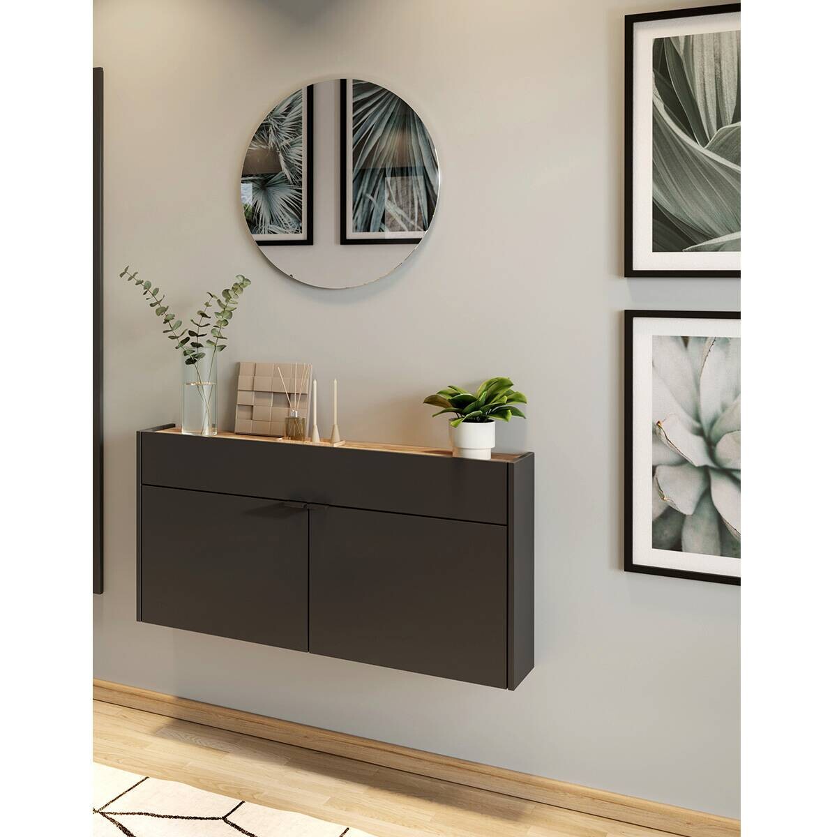 Garderobe 7937-549 Graphit Optik Eiche Navarra Nachbildung B/H/T: ca. 110x200x22 cm