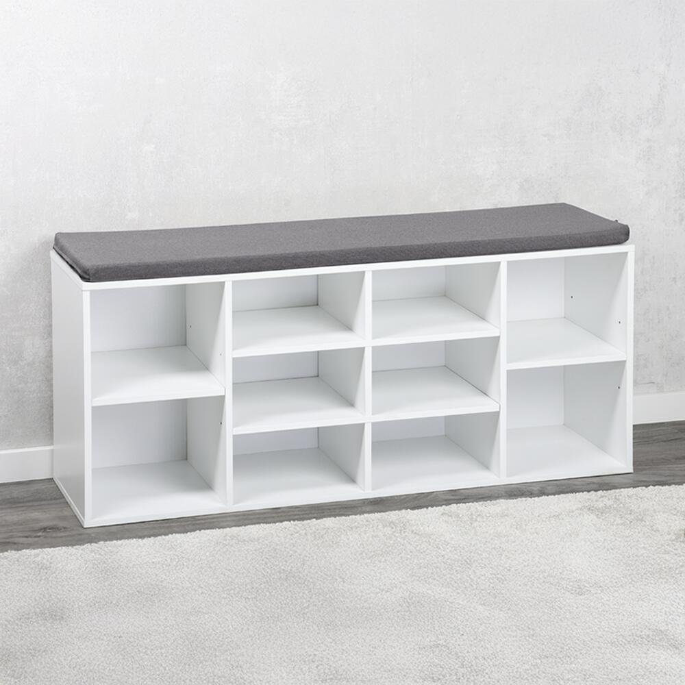 Kesper Schuhschrank mit Sitzkissen grau Textil B/H/L: ca. 29,5x48x1035 cm
