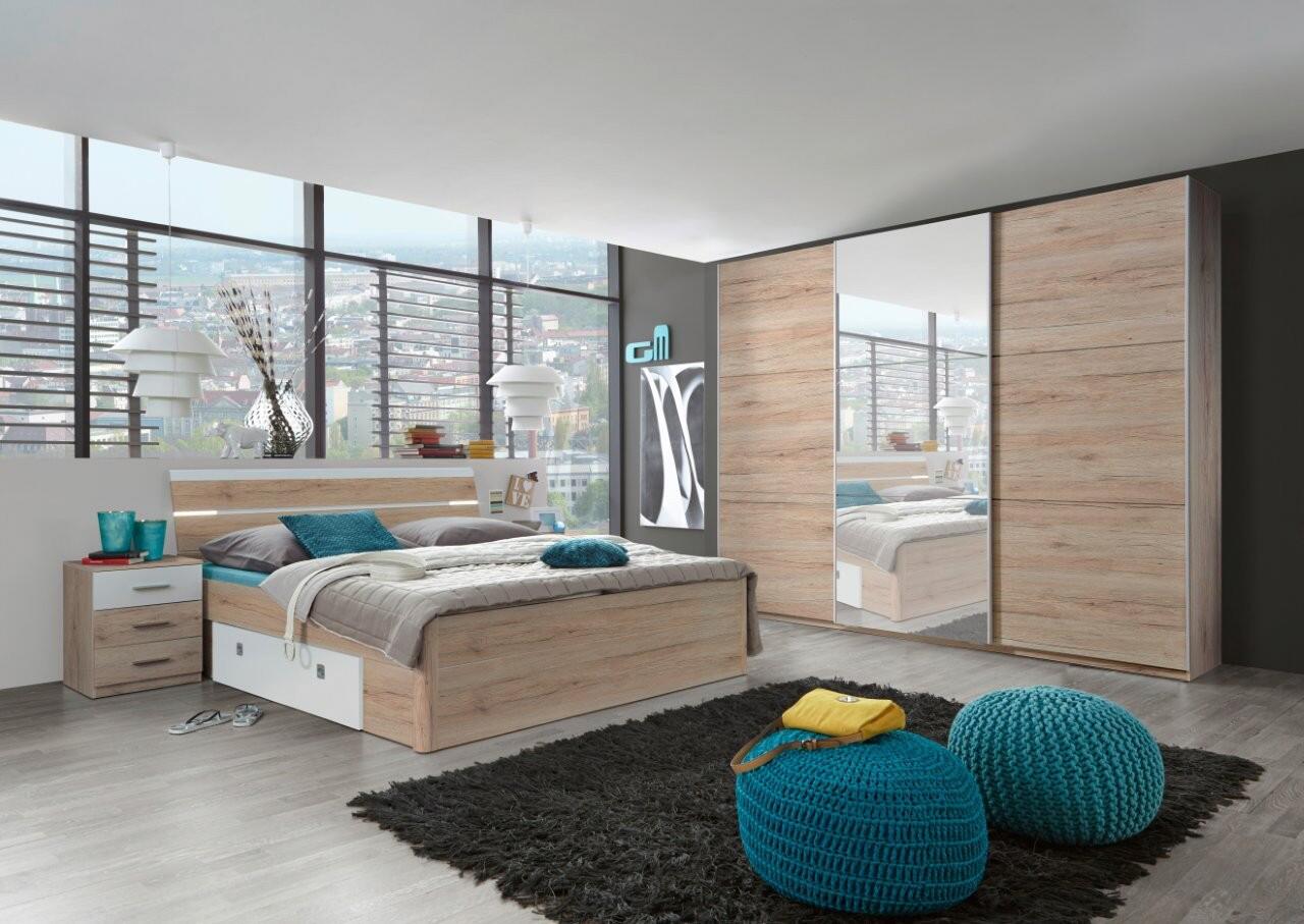 Bettanlage Mars Eiche San-Remo Nachbildung weiß B/H/T: ca. 185x197x205 cm Liegefläche B/L: ca. 180x200 cm