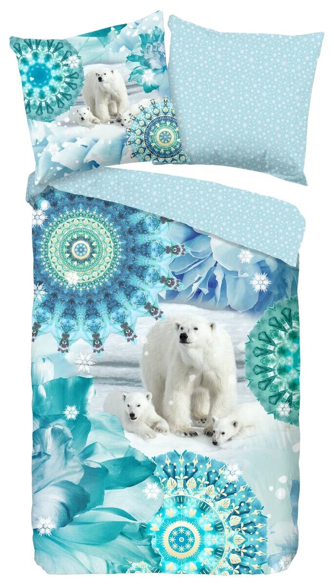 Baumwoll Bettwäsche Seppo Flanell blau Baumwolle B/L: ca. 155x220 cm