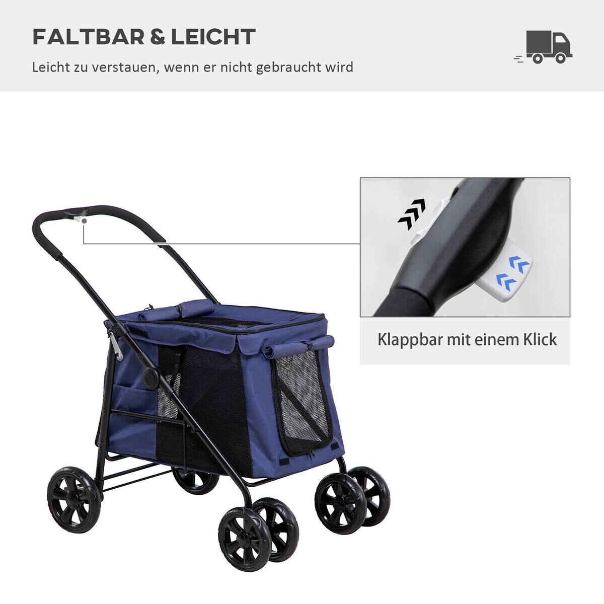 PawHut Hunde-Zubehör blau Polyester B/H/L: ca. 62x102x105 cm