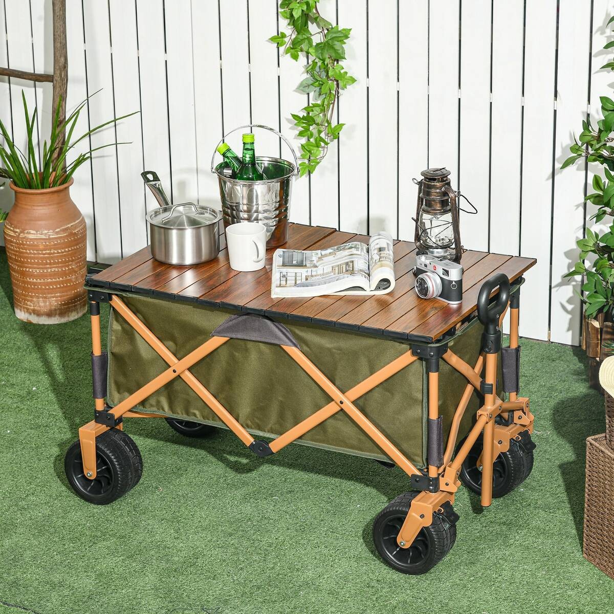 Outsunny Bollerwagen grün B/H/L: ca. 55x93x108 cm