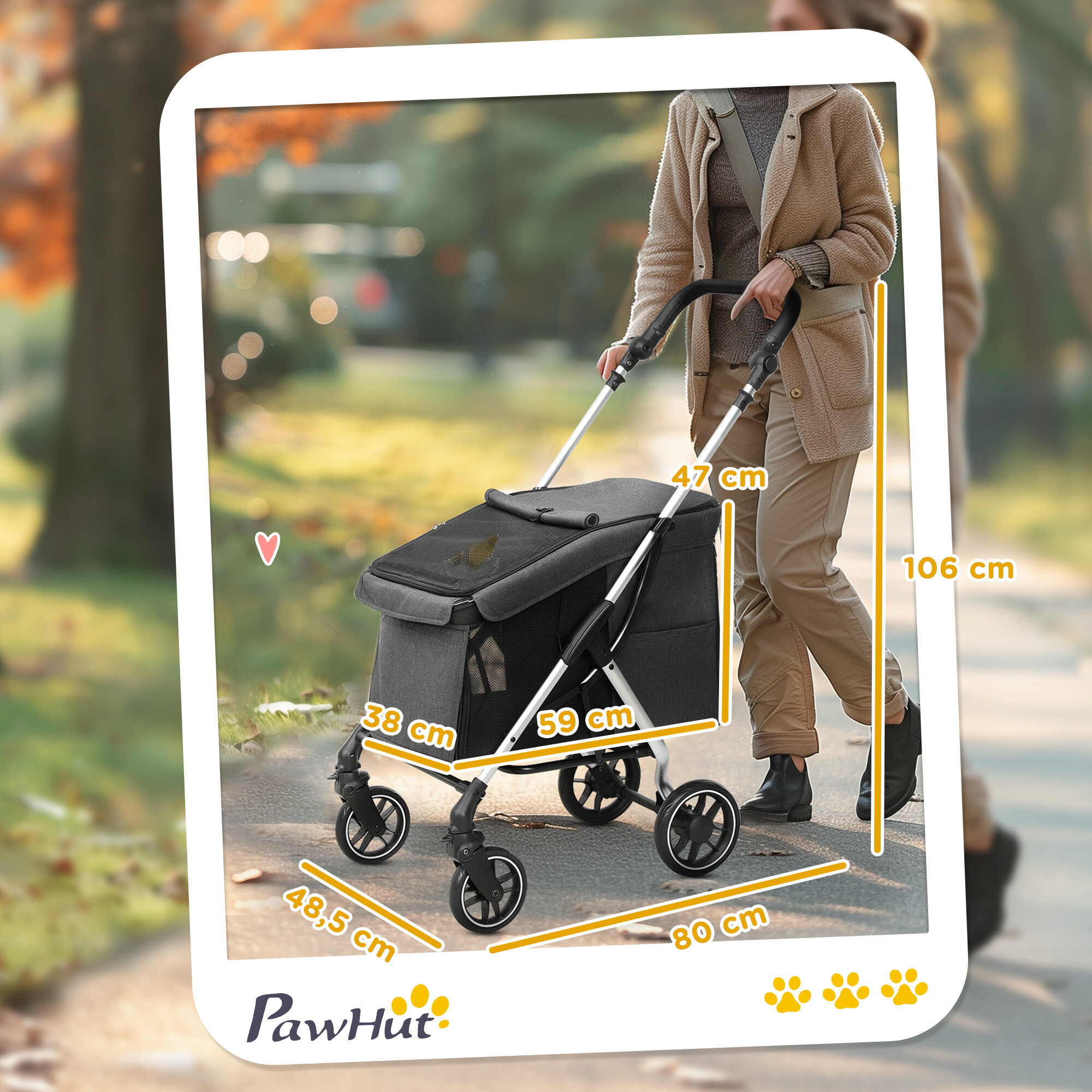 PawHut Hundewagen grau Aluminium B/H/L: ca. 48,5x106x80 cm