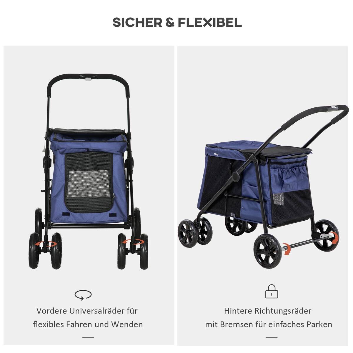 PawHut Hunde-Zubehör blau Polyester B/H/L: ca. 62x102x105 cm