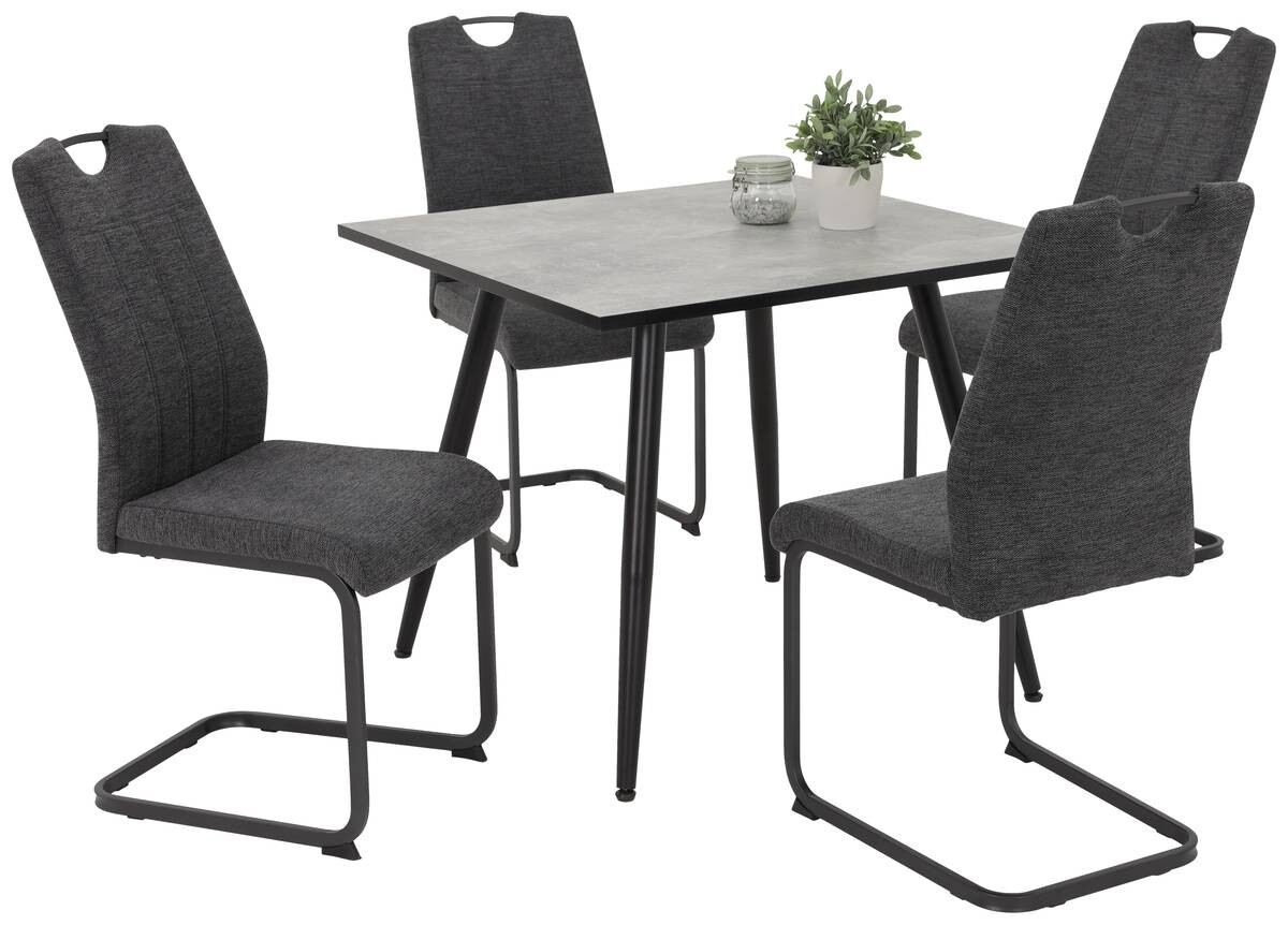 Stuhl 4er Set BRITTA anthrazit grau Microfaser Metall B/H/T: ca. 44x100x59 cm