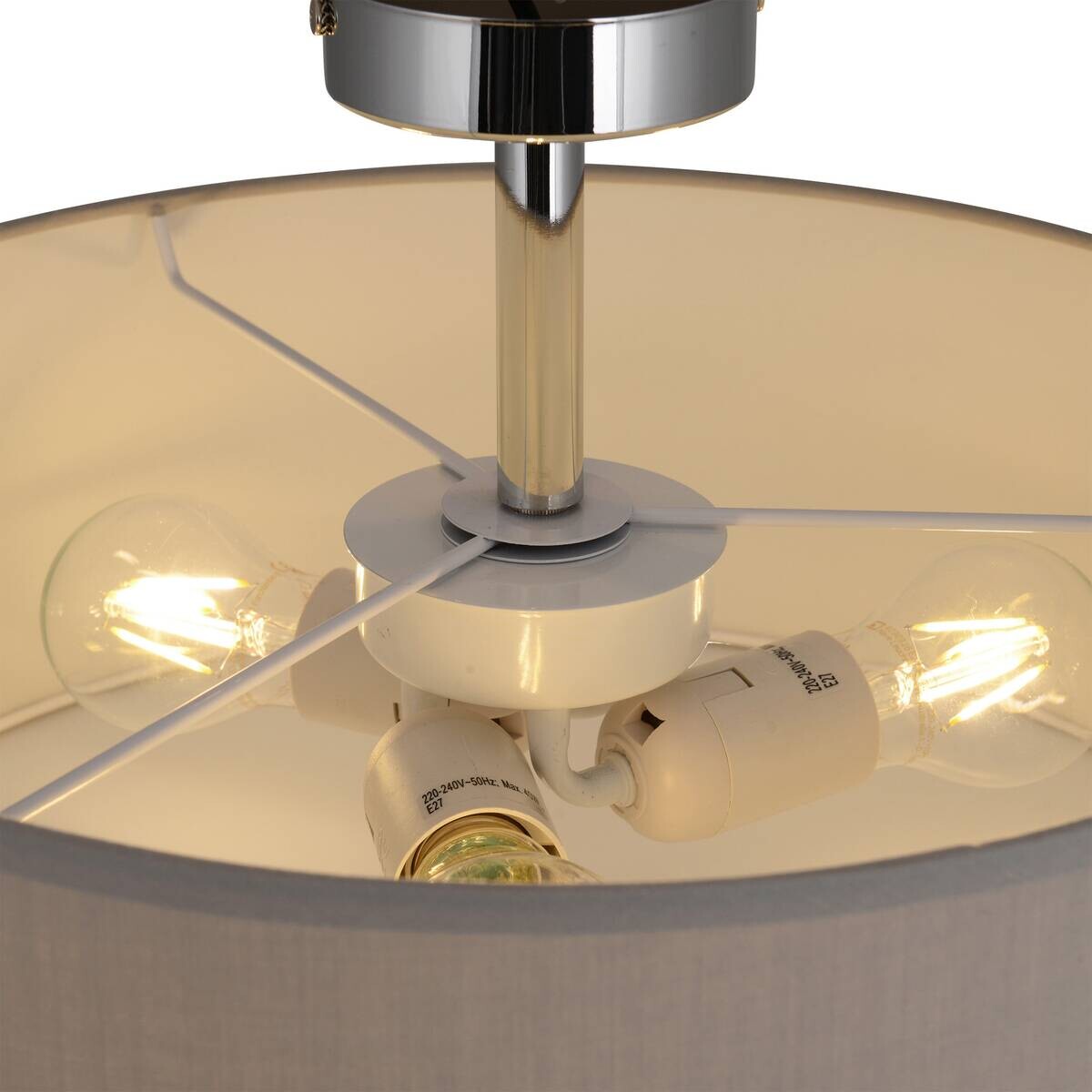 Näve Leuchten Deckenleuchte 7061516 grau Textil B/H/T: ca. 40x24x40 cm E27 3 Brennstellen