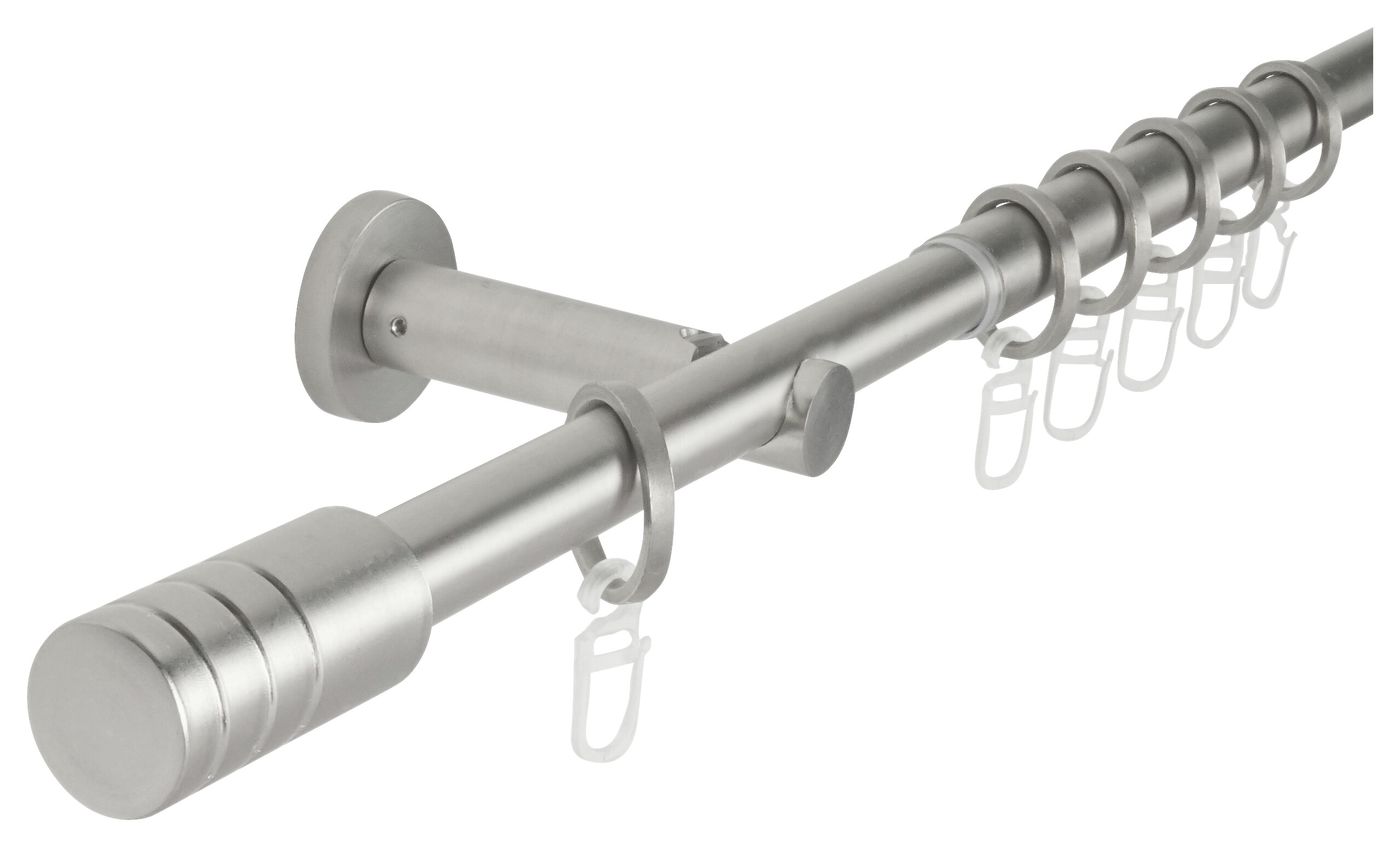 Gardinenstange Edelstahloptik Aluminium ausziehbar von ca. 120 bis 210 cm 1.0 Läufe