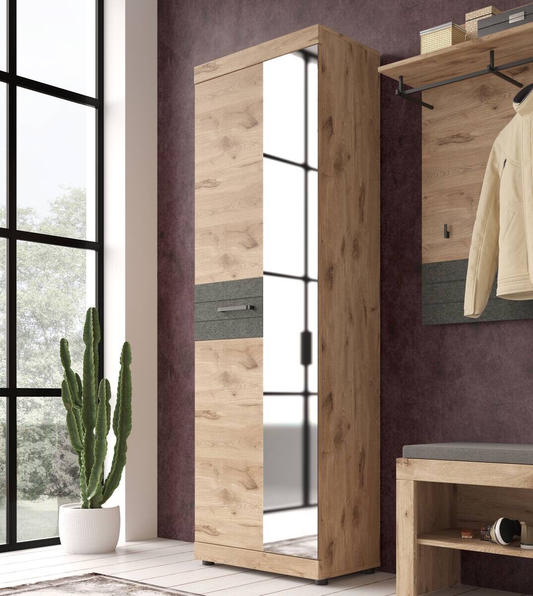 Garderobenschrank Roxy Eiche Viking Nachbildung B/H/T: ca. 65x201x38 cm