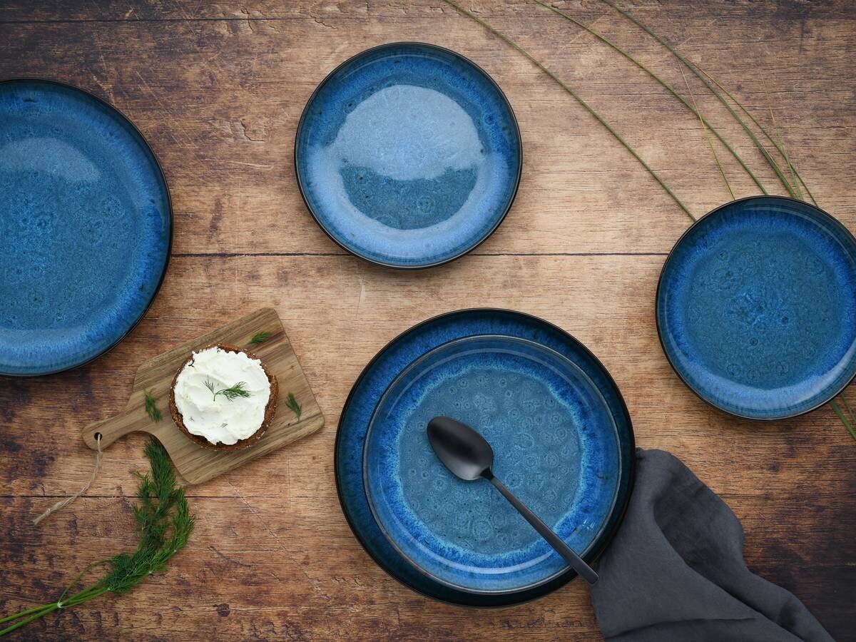 CreaTable Tafelservice Nordic Fjord Blue blau Steinzeug 18 tlg.