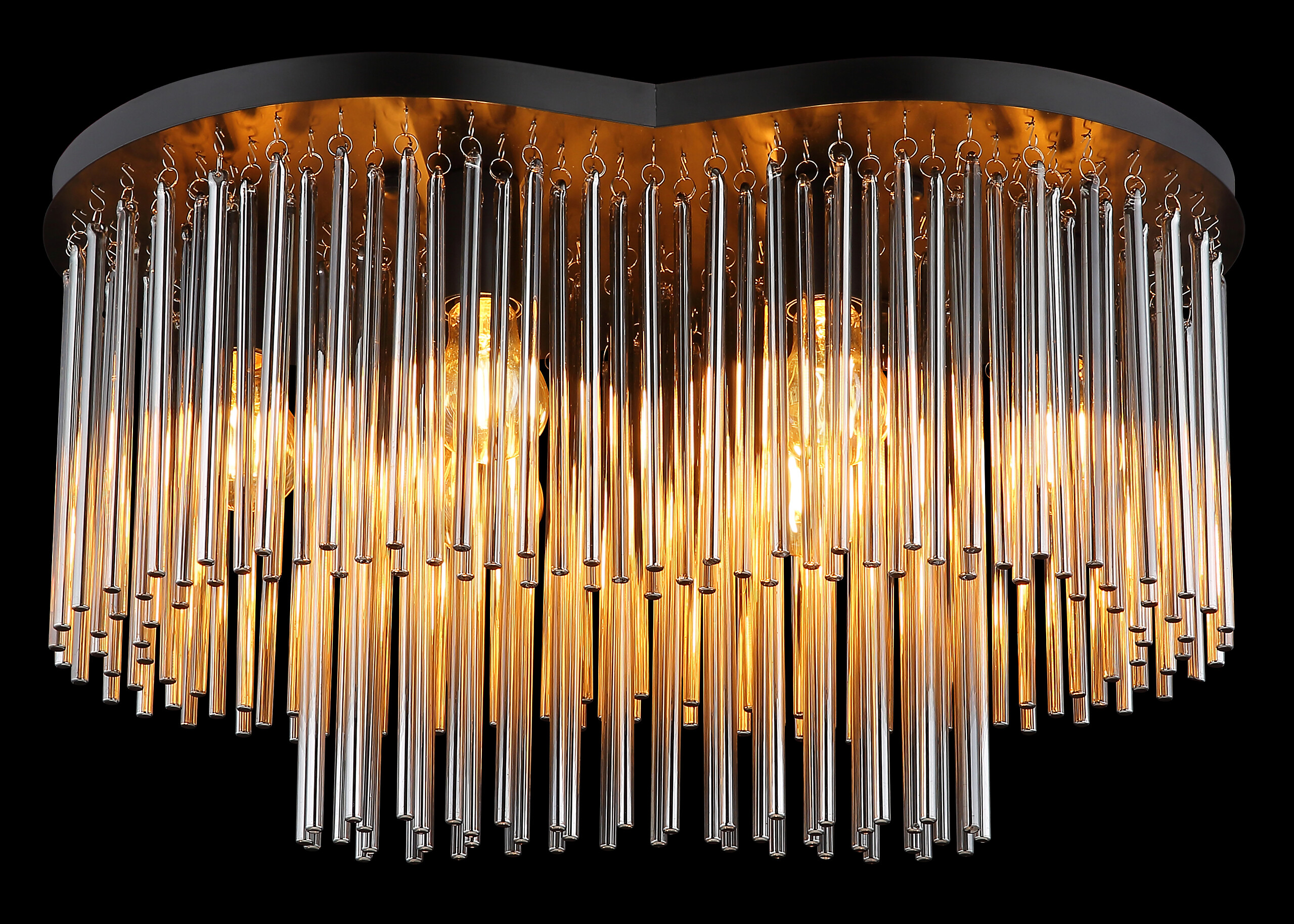 GLOBO Deckenleuchte mattschwarz Rauch Metall Glas B/H/T/L: ca. 35x34,5x60x60 cm E27 6 Brennstellen