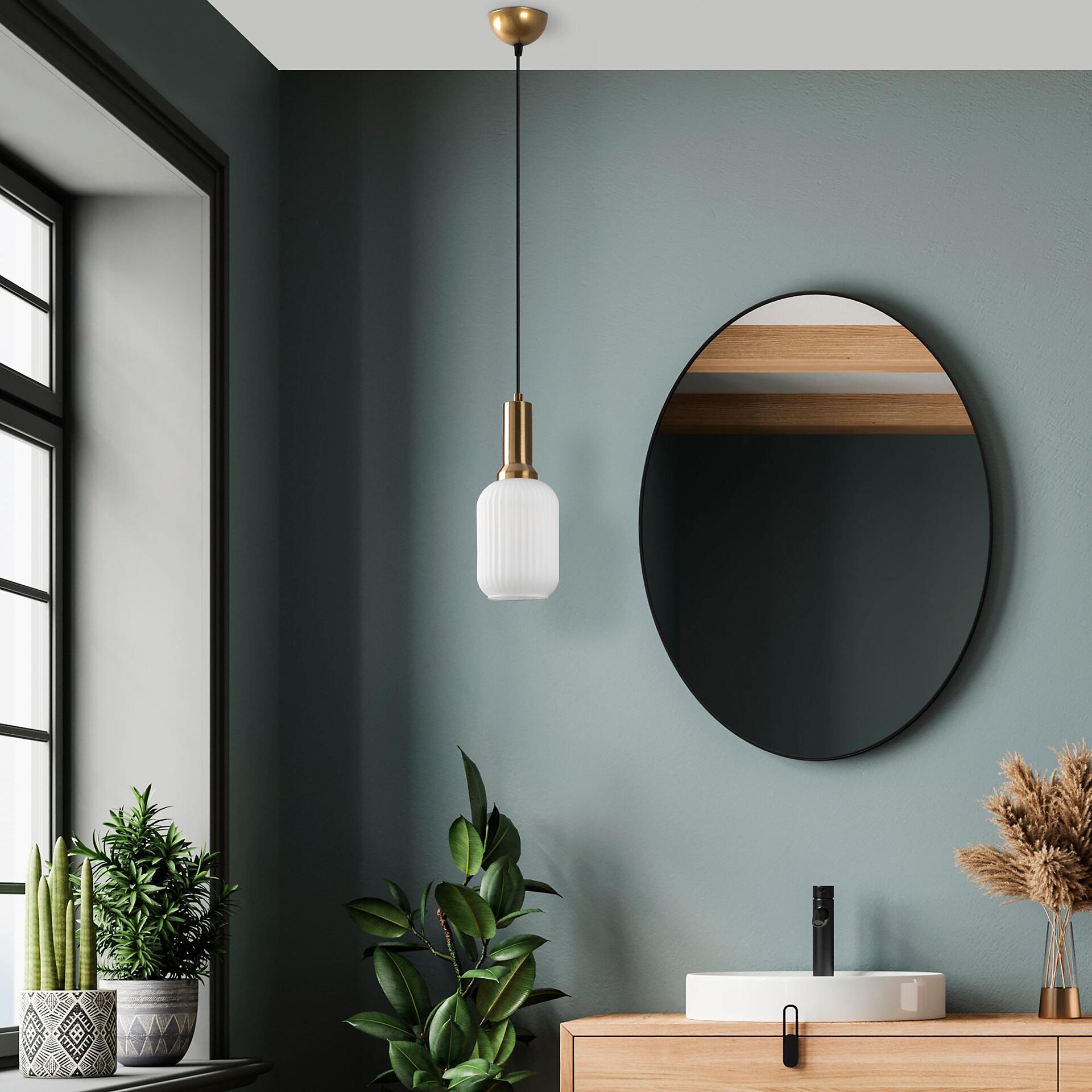 Opviq Pendelleuchte Asker-15191 gold Glas Metall B/H/T/L/D: ca. 13x118x13x13x13 cm E27 1 Brennstellen