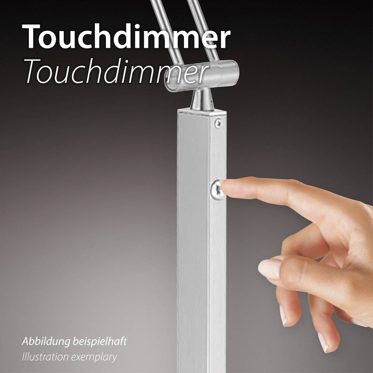Just Light LED-Touch-Tischleuchte RITUS 15390-95 Alu weiß Metall B/H/T: ca. 30x30x10 cm 1 Brennstellen