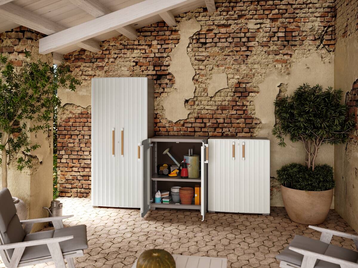 Keter Kunststoffschrank Groove beige Kunststoff B/H/T: ca. 80x98x45 cm