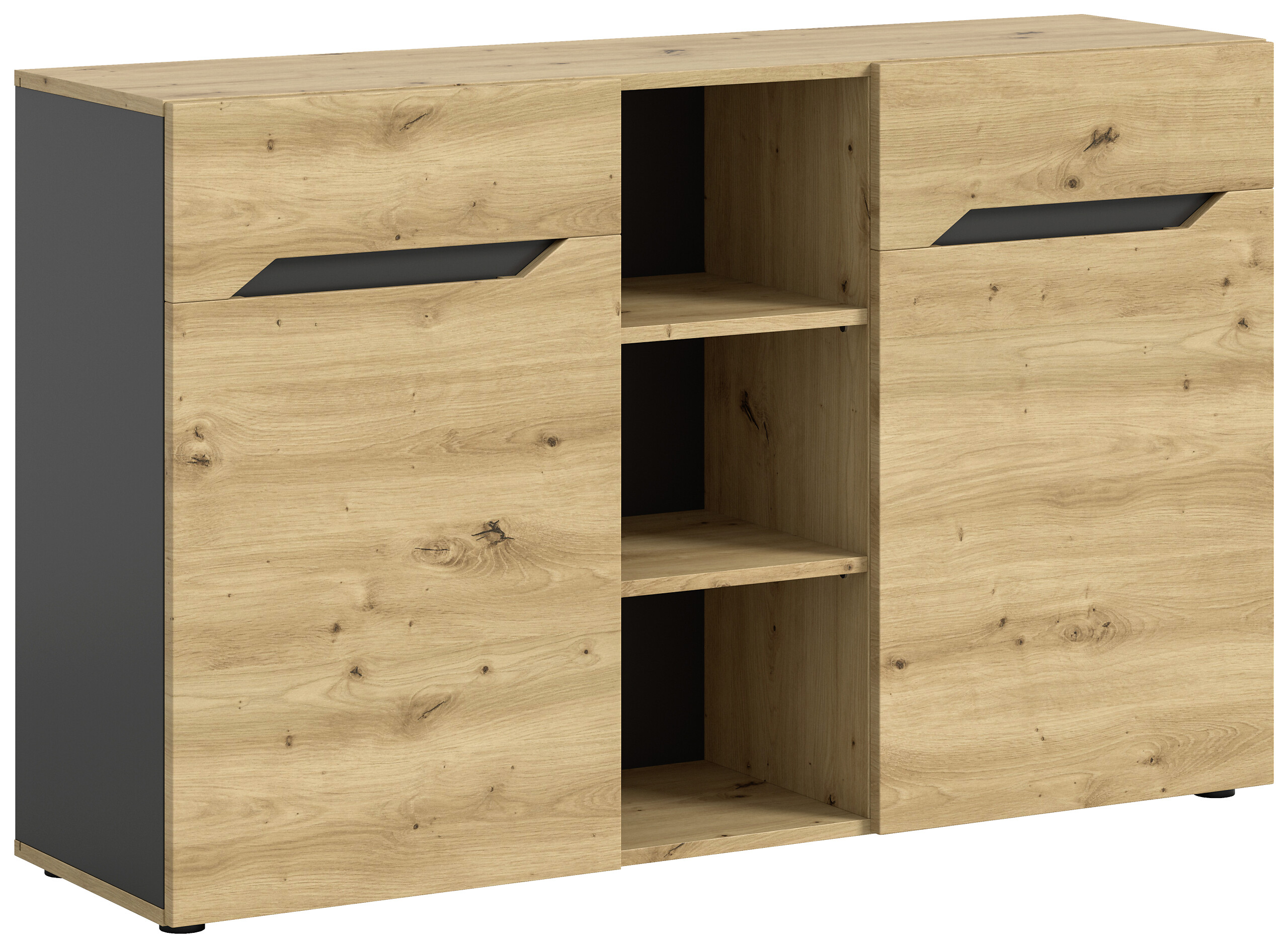 Sideboard Caserta basaltgrau Nachbildung Artisan Oak Nachbildung B/H/T: ca. 130x81x37 cm